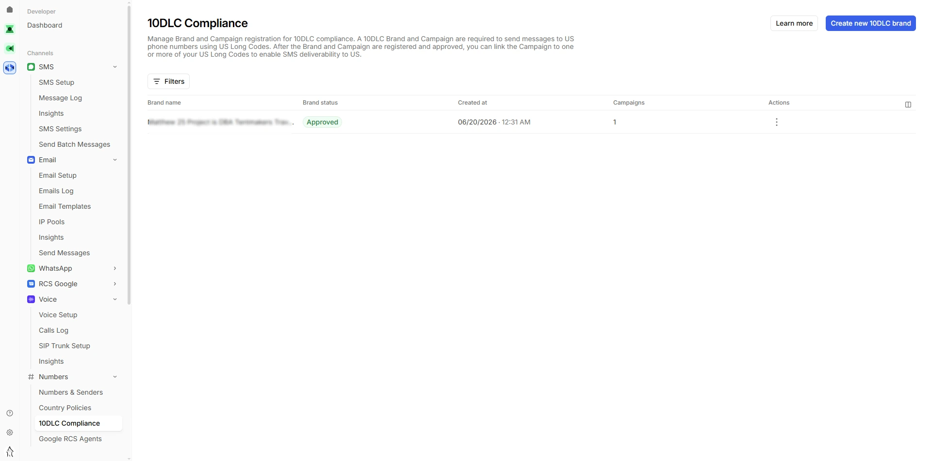 Brand & Campaign approval screenshot