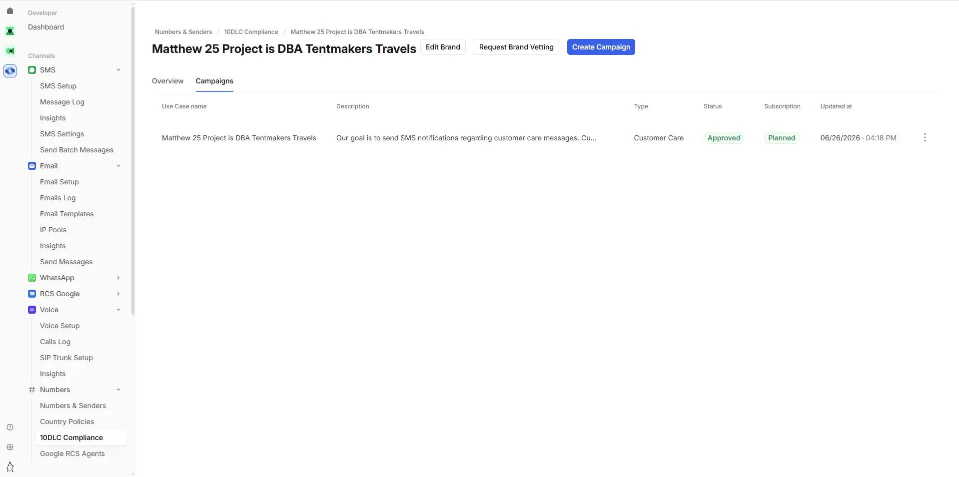 Customer Care Use Case approval screenshot